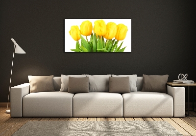 Schilderij op glas Gele tulpen