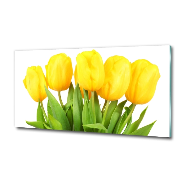 Schilderij op glas Gele tulpen