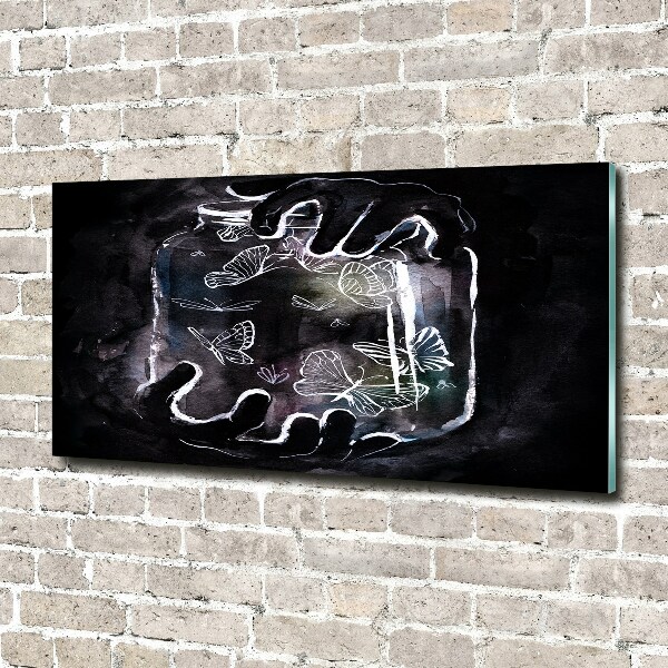 Fotoobraz na ścianę szklany Motyle w słoiku