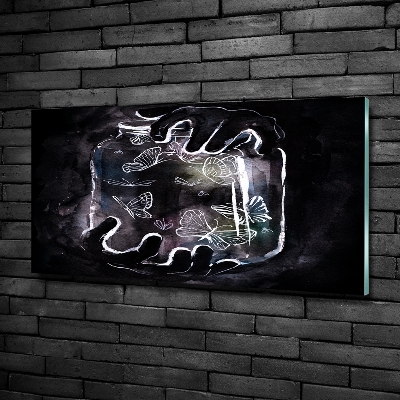 Glazen schilderij Vlinders in een pot