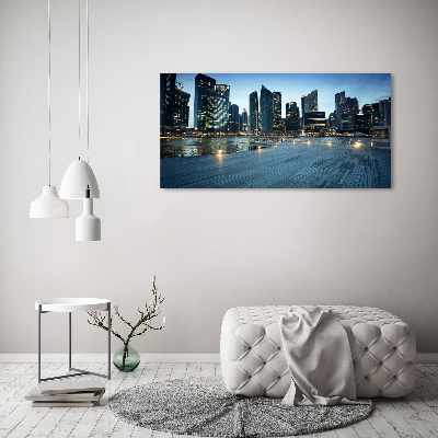 Schilderij glas Singapore bij nacht