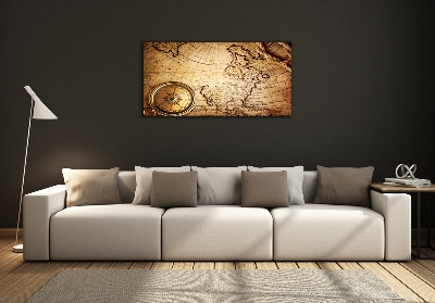 Fotoobraz na ścianę szklany Kompas na mapie