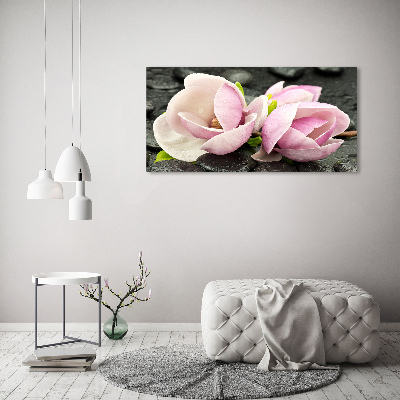 Schilderij glas Magnolia zensteen