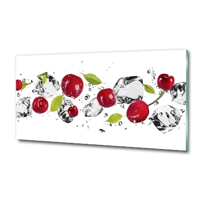 Glazen schilderij Kersen en water