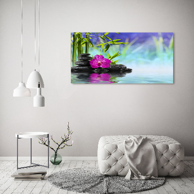 Schilderij glas Bamboe-orchidee