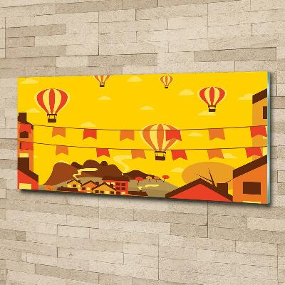 Foto schilderij op glas Ballonnen boven de stad