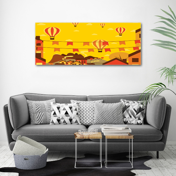 Foto schilderij op glas Ballonnen boven de stad