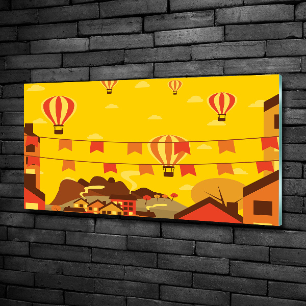 Foto schilderij op glas Ballonnen boven de stad