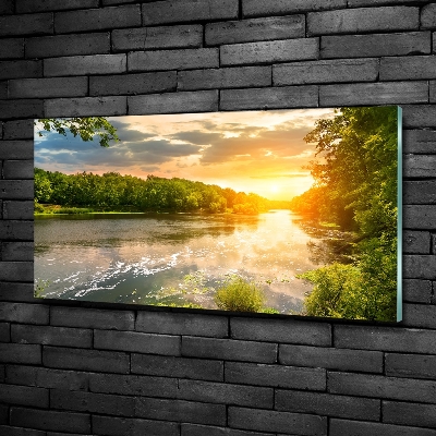 Foto schilderij op glas Schemering op de rivier