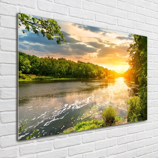 Foto schilderij op glas Schemering op de rivier