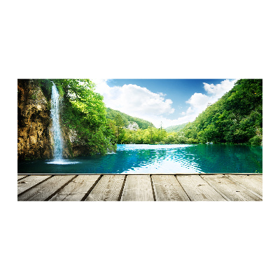 Schilderij glas Waterval in het bos