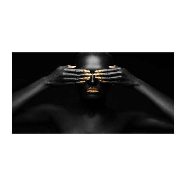 Foto schilderij op glas Vrouw in het zwart