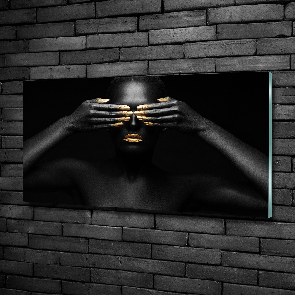 Foto schilderij op glas Vrouw in het zwart