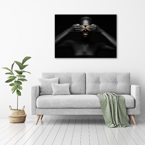 Foto obraz szklany Kobieta w czerni