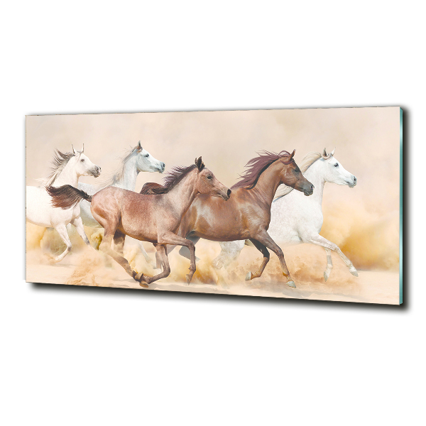 Schilderij glas Paarden in galop