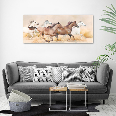 Schilderij glas Paarden in galop