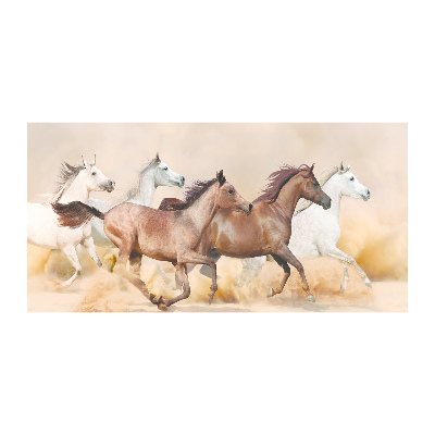 Schilderij glas Paarden in galop