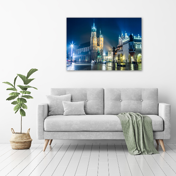 Foto schilderij op glas Krakau bij nacht