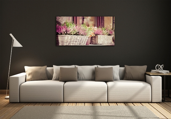 Glazen schilderij Lavendel in een pot