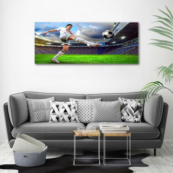 Foto schilderij op glas Een voetballer in het stadion.