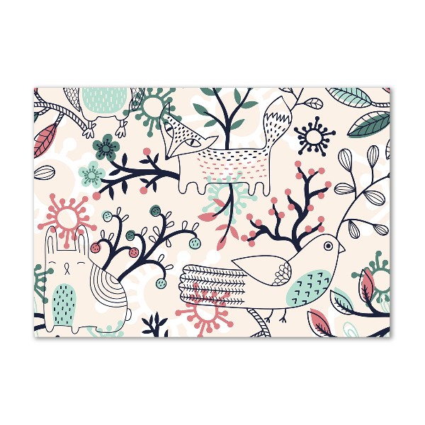 Foto schilderij op glas Dieren en bloemen