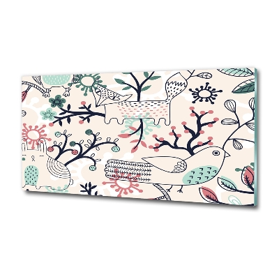 Foto schilderij op glas Dieren en bloemen