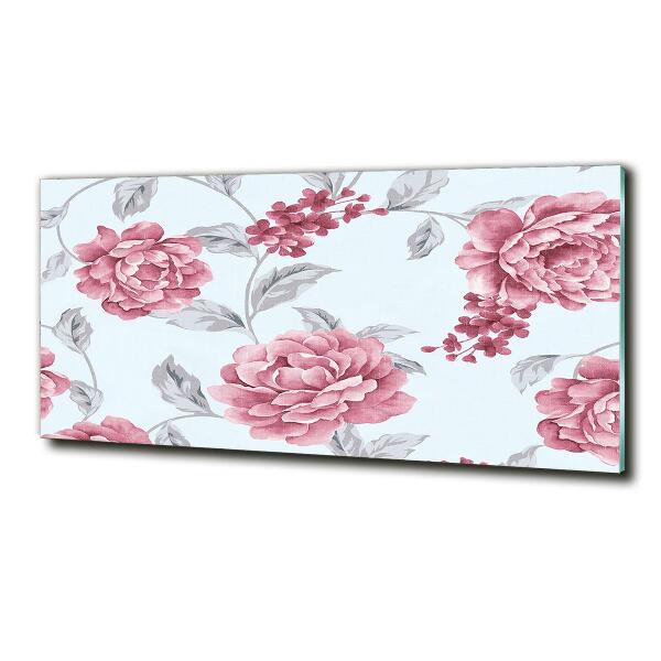 Schilderij glas Pioenrozen