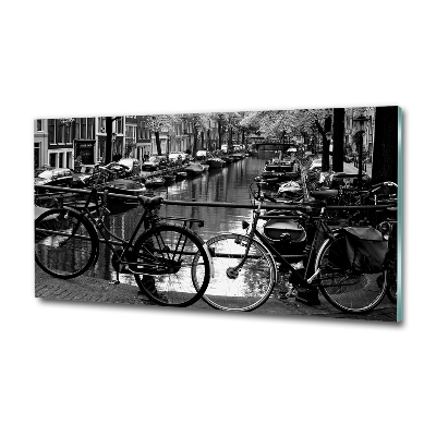 Foto schilderij op glas Amsterdamse fietsen