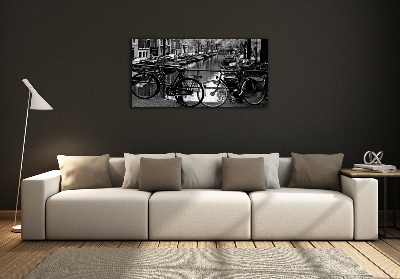 Foto schilderij op glas Amsterdamse fietsen