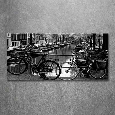 Foto schilderij op glas Amsterdamse fietsen