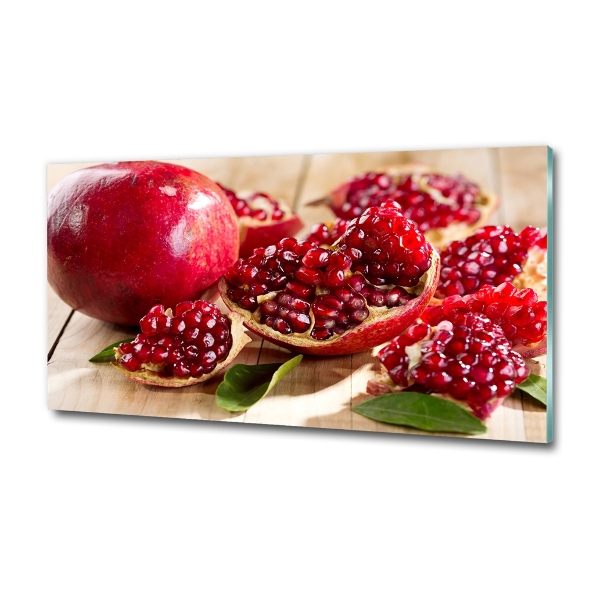 Glazen schilderij Granaatappel met bladeren