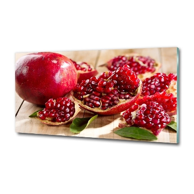 Glazen schilderij Granaatappel met bladeren