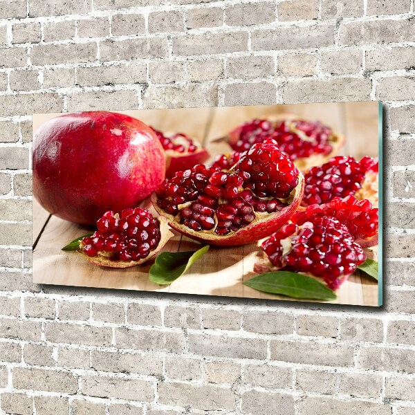 Glazen schilderij Granaatappel met bladeren