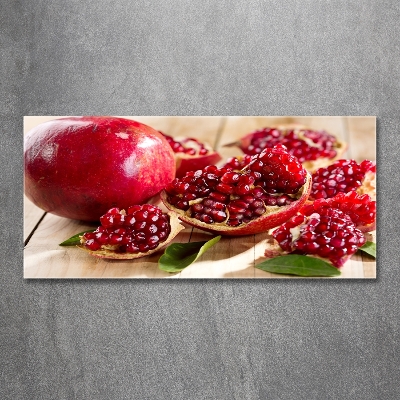 Glazen schilderij Granaatappel met bladeren