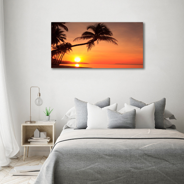Schilderij glas Zonsondergangstrand