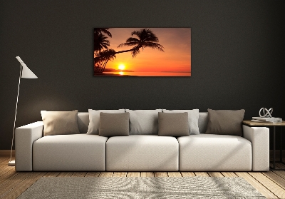 Schilderij glas Zonsondergangstrand
