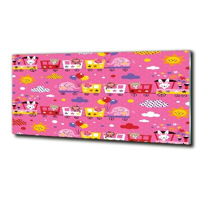 Schilderij glas Dieren in de trein