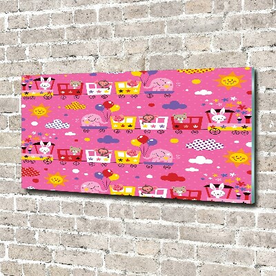 Schilderij glas Dieren in de trein