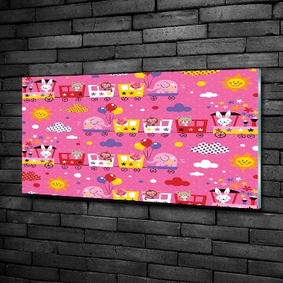 Schilderij glas Dieren in de trein