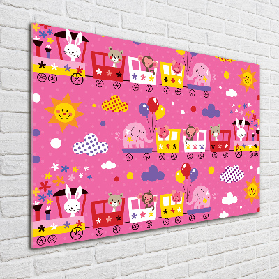 Schilderij glas Dieren in de trein