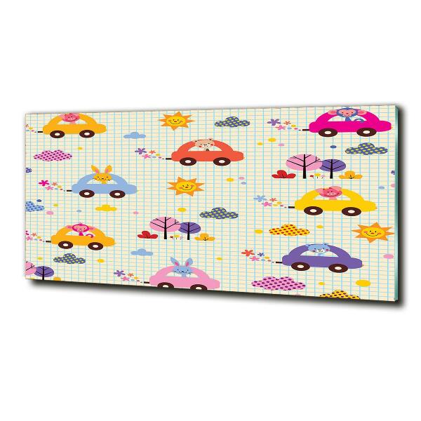 Glazen schilderij Speelgoedauto's