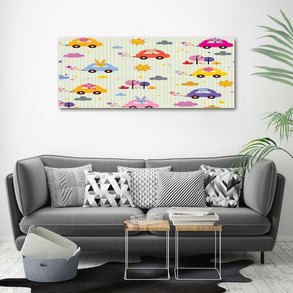 Glazen schilderij Speelgoedauto's