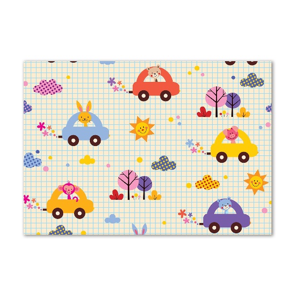 Glazen schilderij Speelgoedauto's