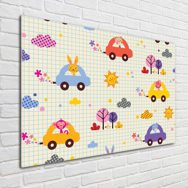 Glazen schilderij Speelgoedauto's