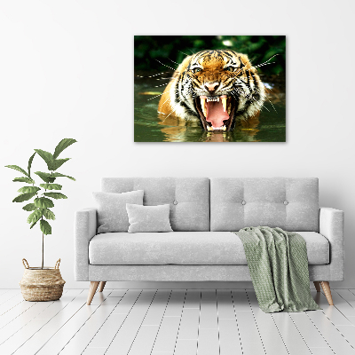 Schilderij glas Brullende tijger