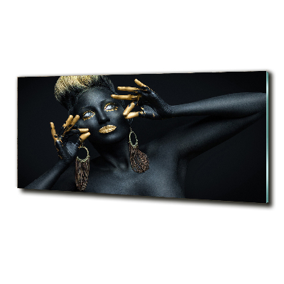 Schilderij op glas Vrouw in het zwart