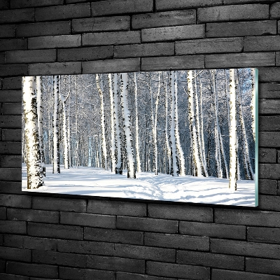 Schilderij glas Bos in de winter
