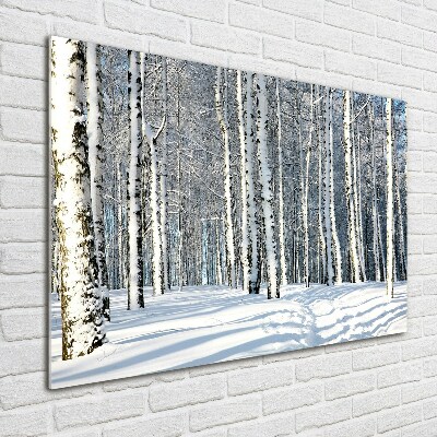 Schilderij glas Bos in de winter