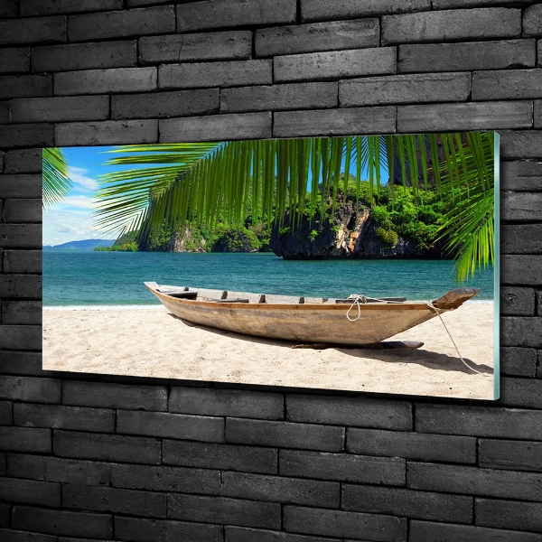 Foto schilderij op glas Een boot op het strand