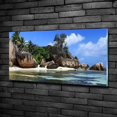 Schilderij op glas panorama van de Seychellen